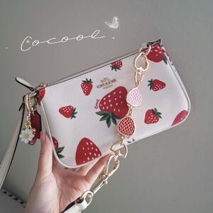 New Coach Nolita 19 With Wild Strawberry Print CH533 + Free Chain.